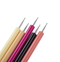 Lot de 5 stylos à points pour ongles en plastique coloré, outils pour ongles, stylo à points pour ongles double face
