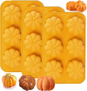Moule à citrouille en silicone, lot de 3, moules de cuisson 3D pour l'automne, réutilisables, compatibles avec les aliments, pour cake pops, gelée, chocolat, bombes de bain - Product Image 1