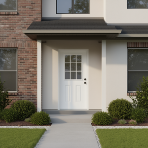 Puerta de Entrada Frontal de Fibra de Vidrio con Acabado en Roble Blanco de 36x80 Pulgadas Vidrio de Baja Emisividad de 9 Lites, Pretratado, con Aislamiento Térmico, Diseño Tradicional para el Hogar - Product Image 2