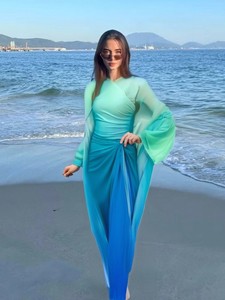 Costume da bagno burkini musulmano modesto da donna a maniche lunghe, colore sfumato, copertura totale, per la spiaggia - Product Image 3