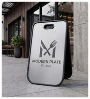 Panneau de trottoir personnalisé pour annonces commerciales, en acrylique miroir résistant aux intempéries, avec logo, pour magasin, type sandwich board
