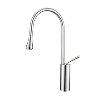 Mitigeur de lavabo sanitaire monotrou à poser, avec douchette extractible en céramique, poignée unique en acier inoxydable 34734