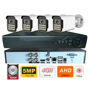 Sistema de Cámara de Seguridad CCTV de 4 Canales, 5MP, 500GB HDD, Analógica, para Exteriores, IP66 Impermeable, Visión Nocturna a Todo Color, Kit DVR XVR - Product Image 1