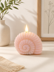 Bougie LED sans flamme en cire de soja naturelle, artisanale, parfumée, style côtière, décoration d'intérieur, avec décorations étoile de mer, coquillage et conque. - Product Image 4