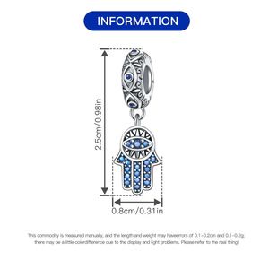 Venta al por mayor de colgantes de cobre blanco prefabricados con diseño de Ojo de Fátima, accesorios para pulseras y joyería DIY - Product Image 3