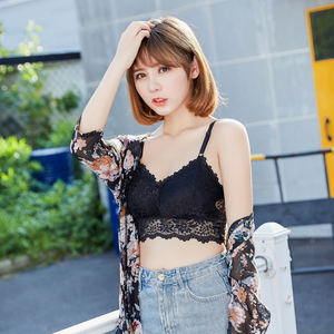 Dames Kant Bralette Bloemen Een Stuk Bandeau Bra Bralette Crop Borst Wrap Verstelbare Bandjes Sexy Bralette Met Ingebouwde Gewatteerde - Product Image 2