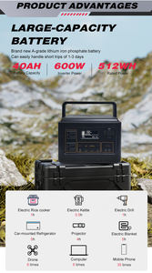 Station d'alimentation portable 1000W 1024WH, générateur solaire LiFePO4, générateur solaire mobile pour le camping en plein air - Product Image 6