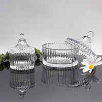 Vente en gros Bougeoirs en verre cristal gaufré pour salle de bain entrepôt américain de luxe Bocaux à bougie en verre pour cire à bonbons à biscuits