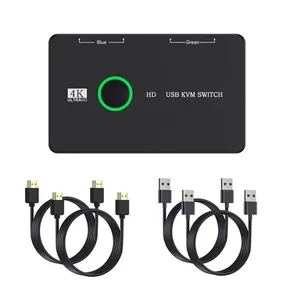 Caja de interruptores <span class=keywords><strong>KVM</strong></span> compatible con HD de 2 puertos con USB para compartir impresora de ratón de teclado entre 2 ordenadores en stock - Product Image 6