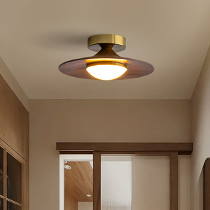Ventilateur de plafond contemporain avec éclairage LED, télécommande, IP44, 3500K blanc chaud, Ra80, couvercle en acrylique, base en bois, design suspendu, pour salon - Product Image 1