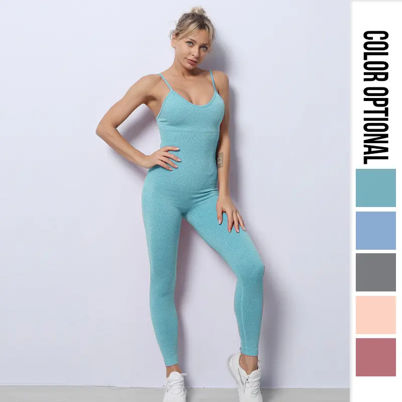 New Design Tiktok Hot Sale Workout Fitness Women Jumpsuit Sports Wear Running Exercise Gym Ladies Stretchy Shaping Clothing