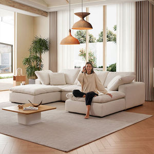 Canapé nuage en tissu français, module de mobilier de salon en similicuir avec lit en éponge et duvet pour appartement, hôtel ou villa - Product Image 3