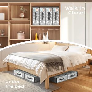 LAMU 8 pezzi moderno sostenibile multifunzione lettiera Organizer scatola di immagazzinaggio con finestra trasparente etichetta per Queen/King taglie - Product Image 6