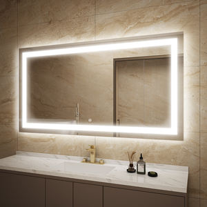 Miroir mural de salle de bain LED moderne avec éclairage avant et arrière, anti-buée, couleur 3000k-6000k, interrupteur tactile, garantie 3 ans pour salles de bain - Product Image 1