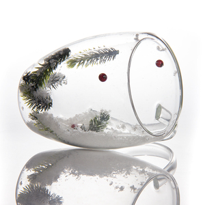 Alta borosilicato domestico trasparente neve di natale isolato doppia tazza di caffè - Product Image 3