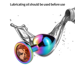 SacKnove 54007 yeni yetişkin çiftler seksi oyunu gökkuşağı renkli takı 3 boyutları S M L genişletmek için kristal Metal popo fiş Anal oyuncak - Product Image 4