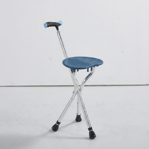 Canne de marche compacte pliable en aluminium avec siège, trois pieds antidérapants en caoutchouc, conception anti-basculement, capacité de charge de 250 lb, certifiée CE - Product Image 1