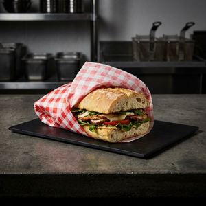 Papel de Envolver Alimentos con Logotipo Personalizado, Impermeable, Resistente a la Grasa, Recubierto de PE, para Sándwiches, Hamburguesas, Bocadillos, Pan, Restaurante, Impreso - Product Image 3