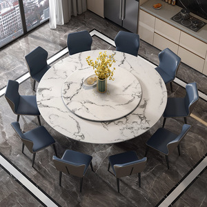 Mesa moderna Mesas de comedor con sillas Moderna con <span class=keywords><strong>Lazy</strong></span> <span class=keywords><strong>Susan</strong></span> Color opcional Juego de mesa de comedor Mármol - Product Image 2