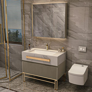 קיר יוקרה רכוב צפחה השיש חכם Led מראה ארון אמבטיה יהירות עם כיור - Product Image 4