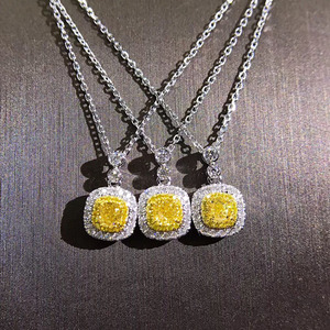 CAOSHI-collar cuadrado para mujer, puras de circonita colgante de cristal de piedras preciosas, Plata de lujo, color amarillo real - Product Image 5