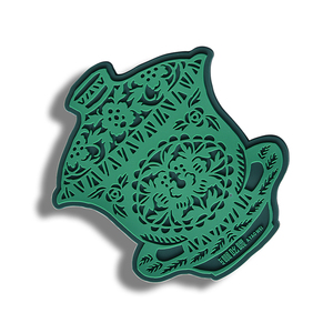 Custom Logo PVC Irregular Green Traditional Pattern <b>Drink</b> <b>Coaster</b> - Product Image 1