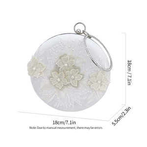<b>Sweet</b> Lace Round Handbags High Quality PU Leather Women Crossbody Bags Female Small Fresh <b>Flower</b> Chain Shoulder - Product Image 6
