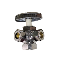 Robinet d'angle en laiton à trois voies, poignée ovale, filetage mâle, forgé, chromé, pour eau, port 1/2 po, 100C, fabrication ODM