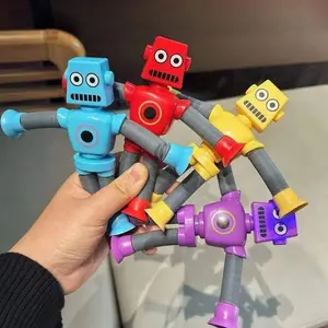 Luminous And Versatile Robot Telescopic Tube Children's Cartoon Suction Cup Giraffe Boy Stretching Creative Decompression Toy