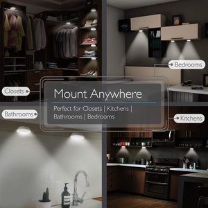 Mini LED sans fil intelligent à télécommande, intensité variable, pour éclairage décoratif de cuisine, placard, escalier, couloir, armoire de salle de bain - Vente en gros - Product Image 4