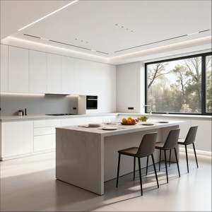 Armoires de cuisine en bois de haute qualité, armoires de rangement modulaires contemporaines en PVC, ensembles de luxe personnalisés, certifiées ISO, garantie de 2 ans - Product Image 5