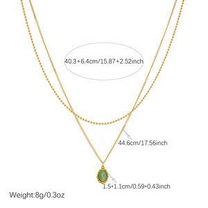 Retro Green Resin Pendant Double Layer Necklace For Women Chinese Style Stackable Clavicle Chain Fashion Jewelry Gift - Product Image 4