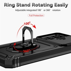 Funda Protectora de TPU con Anillo Metálico y Soporte, Protector de Cámara Deslizante, Funda Negra para Teléfono Samsung Galaxy <span class=keywords><strong>A14</strong></span> <span class=keywords><strong>5G</strong></span> - Product Image 4