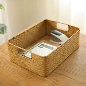 Panier mural en jute tissé à 3 niveaux paniers pour décorations 3 tons bleu Boho rotin naturel seau à vêtements Imitation stockage ensemble de 2 - Product Image 1