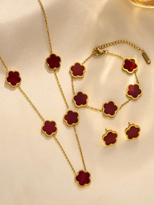 Set di Gioielli in Acciaio Inossidabile Placcato Oro 18K, Elegante e alla <span class=keywords><strong>Moda</strong></span> per Uso Quotidiano e Vacanze, Impermeabile e Resistente allo Sbiadimento - Product Image 4