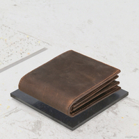 Dompet Pria Kulit Asli Mewah Trendy Desain Baru Vintage Pendek RFID Minimalis Lapisan Poliester Terbuka