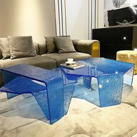 Italienischer Luxus-Tisch - Italienischer Minimalistischer Acryl-Kombinations-Couchtisch mit Hochwertigem Transparentem Kristall