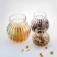 Pot de rangement en verre cristal rayé de style japonais, boîte hermétique de cuisine avec couvercle en bambou pour collations, noix et céréales.