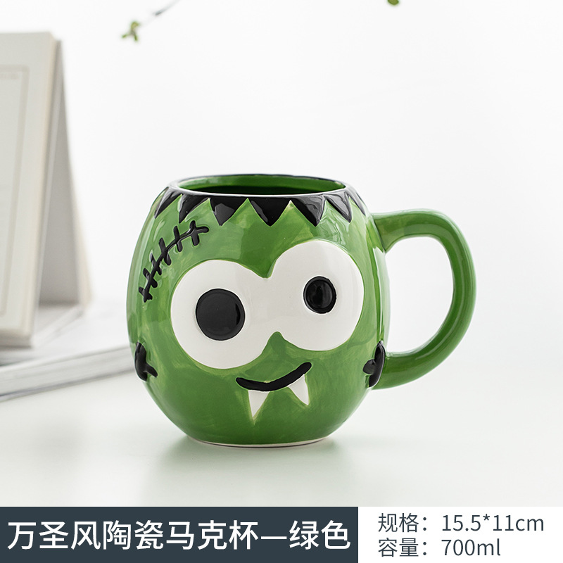 Taza de cerámica estilo Halloween-verde
