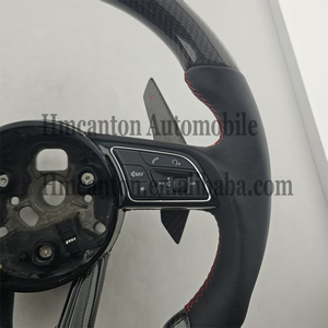 Volante Deportivo de Fibra de Carbono y Cuero en Oferta para Modelos Audi A3 A4 A4L A5 A7L A8 Q5 Q7 B9 A6 R8 - Product Image 5