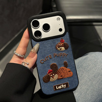Funda para Teléfono Inteligente con Bordado de Cachorro Adorable para iPhone 13/14/15/16/17 Pro Max, Resistente a Caídas en 3D, con Logotipo Personalizado