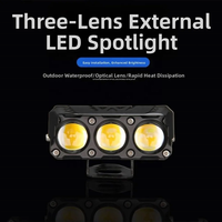 Nouveaux phares de moto à 2 modes DRL 3 lentilles LED Mini phare de conduite Feux de travail antibrouillard pour voiture/camion (12V en aluminium moulé sous pression)