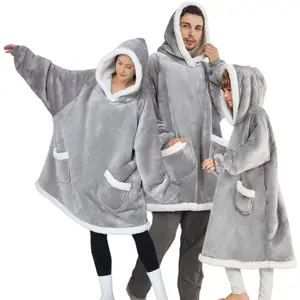 Горячая Распродажа, одеяла с капюшоном Sherpa, уличная зимняя удобная мягкая толстовка большого размера, Флисовое одеяло с капюшоном для взрослых