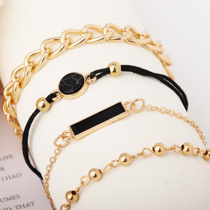 Geometric Gold Plated Chain Link <b>Bracelets</b> <b>Set</b> Unisex Trendy Jewelry 2024 - Product Image 3