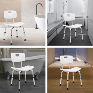 Manxi Shower Chair <b>Adjustable</b> <b>Height</b> Non Slip Bathroom <b>Stool</b> For Elderly Safety Seat With Backrest - Product Image 2
