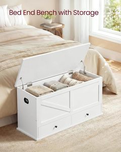 <span class=keywords><strong>Banc</strong></span> de rangement <span class=keywords><strong>VASAGLE</strong></span> style farmhouse blanc nuage avec 2 tiroirs en tissu - Product Image 4