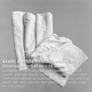 Paños de Limpieza de Algodón Blanco de Cinco Estrellas para Uso Industrial, en Máquinas, Embarcaciones y Automóviles - Product Image 2