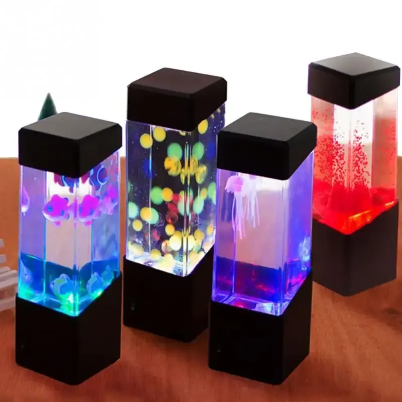 Led Jellyfish Tank Night Light Color Changing Table Lamp Aquarium Electric Mood Lava Lamp night lights For Kids Children Gift