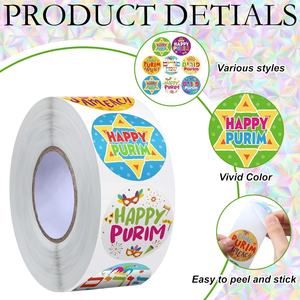 Pegatinas de Purim, Regalos Religiosos Judíos, Pegatinas Manot, Pegatinas de <span class=keywords><strong>Chag</strong></span> Purim Sameach al por Mayor, Decoraciones para Bolsas de Regalo de Carnaval - Product Image 3