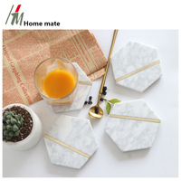 Nouvelle Tendance 2026 LFGB Vente en Gros Sous-verres Hexagonaux en Marbre Personnalisés pour la Maison et la Cuisine